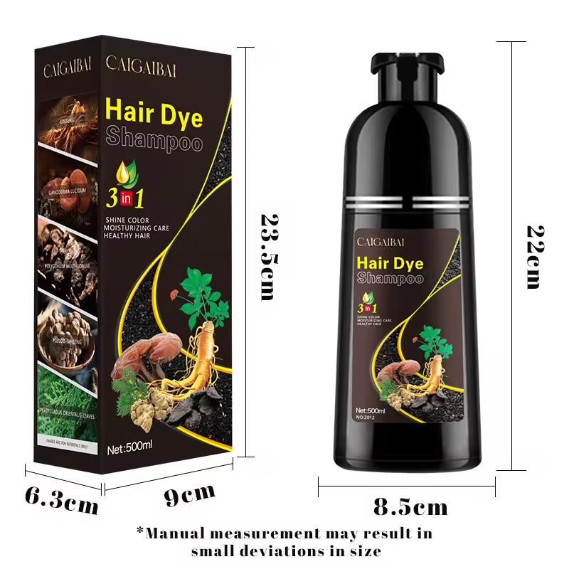Wholesale Natural Instant Hair Dye Black Shampoo Ginger Ginseng Hair Dye Permanent Black Shampoo for Woman Man