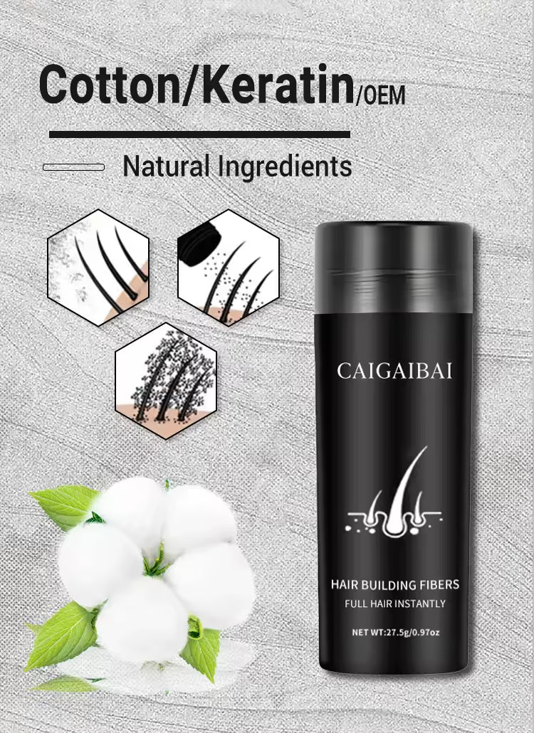 10 Colors Hair Powder Spray Fiber Thin to Thick Keratin Natural Cotton Kit Refill Hold Private Label Black Hair Building Fibers