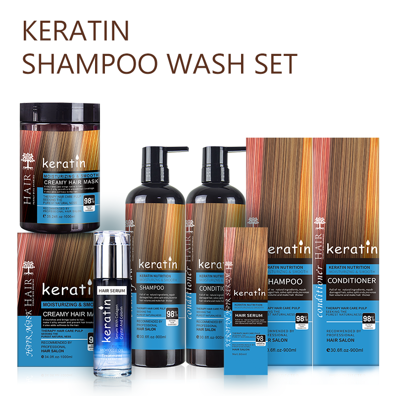Factory Oem Natural Organic Custom Vegan Hair Loss Keratin Oil Extract Hair Growth Mask Serum Shampoo and Conditioner Set