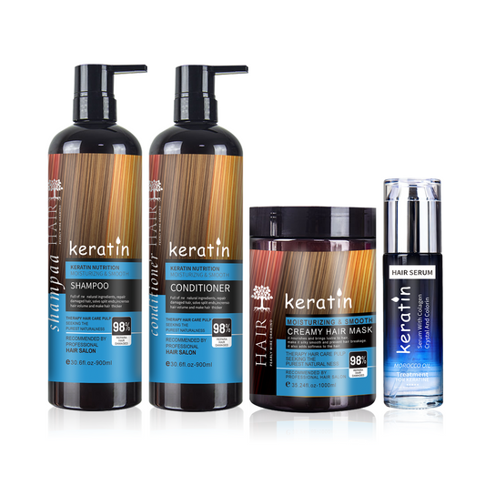 Factory Oem Natural Organic Custom Vegan Hair Loss Keratin Oil Extract Hair Growth Mask Serum Shampoo and Conditioner Set