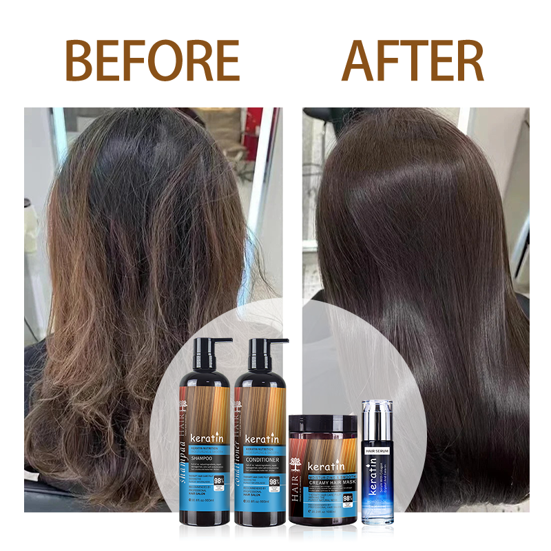 Factory Oem Natural Organic Custom Vegan Hair Loss Keratin Oil Extract Hair Growth Mask Serum Shampoo and Conditioner Set