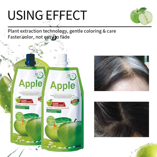 Chinese Ammonia Free Nature Fruit Black Coloring Shampoo Dye Hair Colour Apple Hair Color Cream