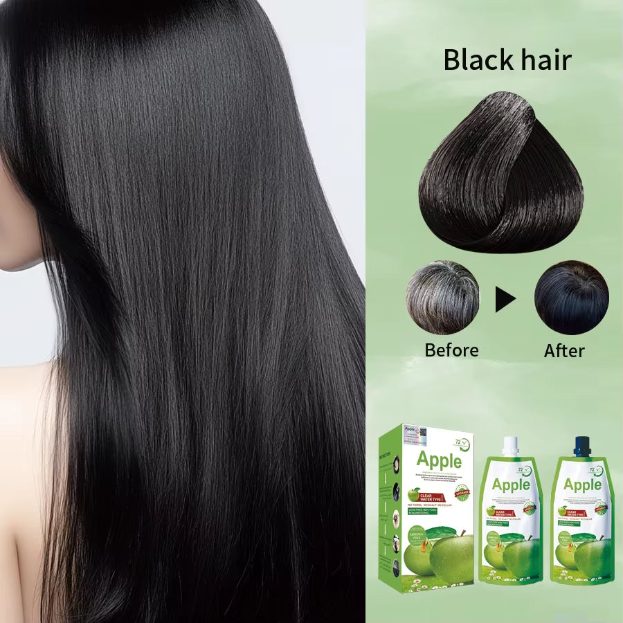 Chinese Ammonia Free Nature Fruit Black Coloring Shampoo Dye Hair Colour Apple Hair Color Cream