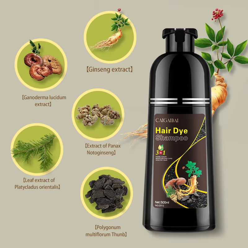 Wholesale Natural Instant Hair Dye Black Shampoo Ginger Ginseng Hair Dye Permanent Black Shampoo for Woman Man