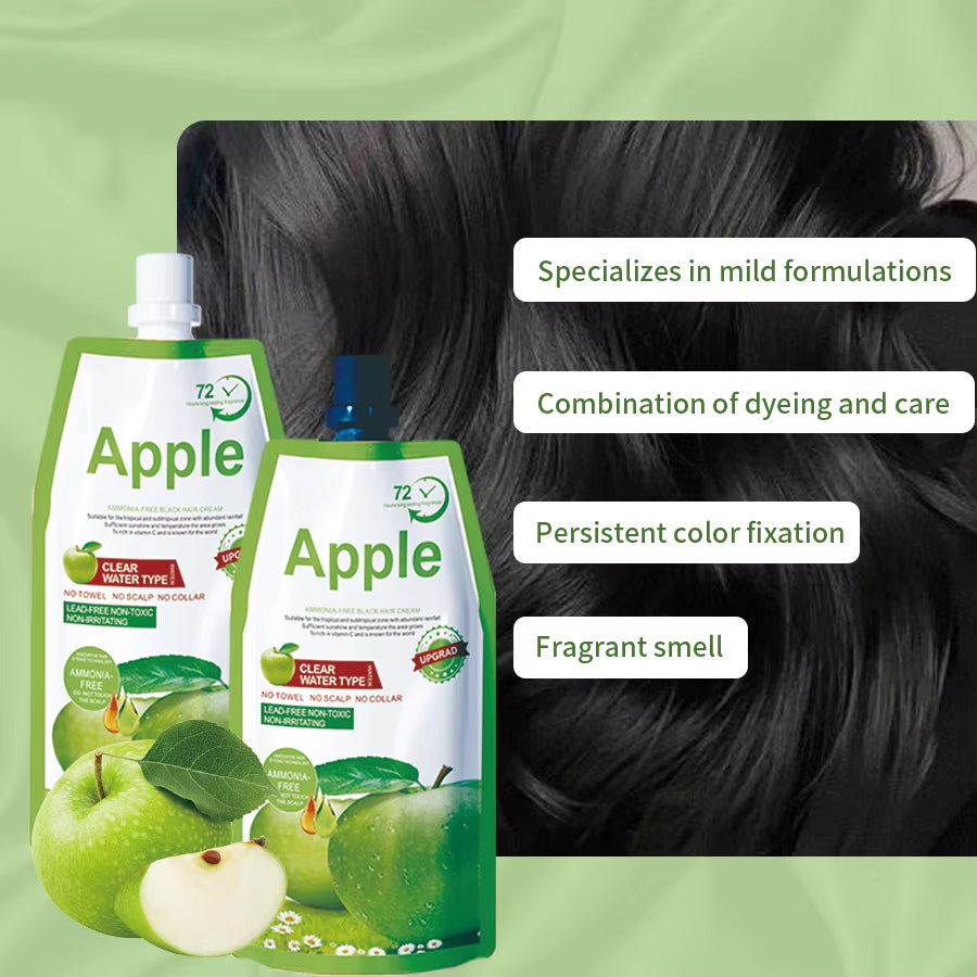 Chinese Ammonia Free Nature Fruit Black Coloring Shampoo Dye Hair Colour Apple Hair Color Cream