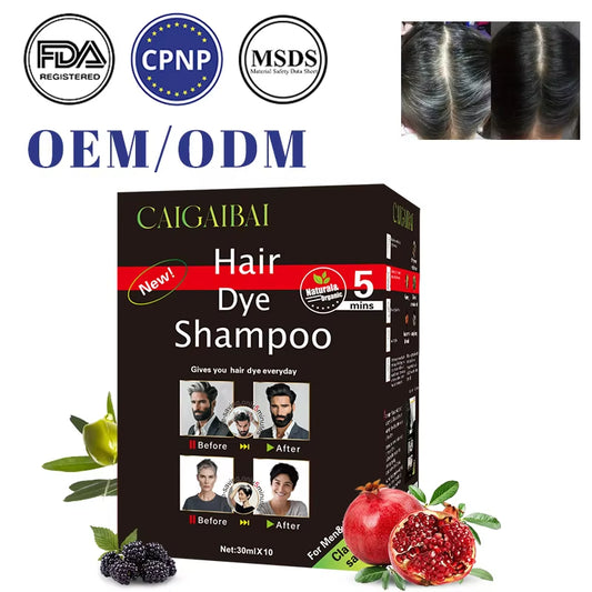 OEM Dyeing Fast Black Dark Brown Hair Home Use Water Foam Hair Color Treatment Hair Dye Shampoo Sachet