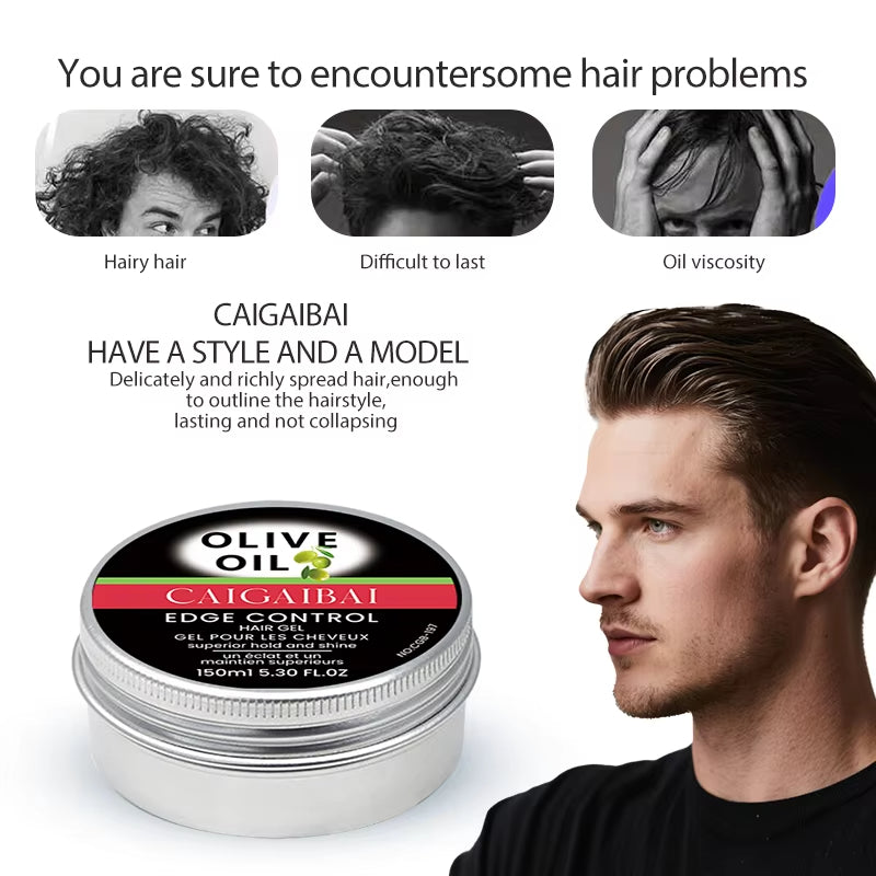 Hold Edge Control 150ml Braid Gel Private Label Instant Control Olive Oil Moisturizing Hair Wax for Curly Hair Women Men