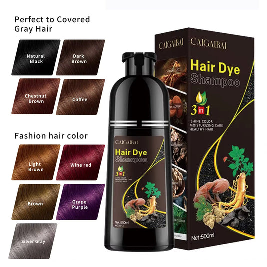 Wholesale Natural Instant Hair Dye Black Shampoo Ginger Ginseng Hair Dye Permanent Black Shampoo for Woman Man