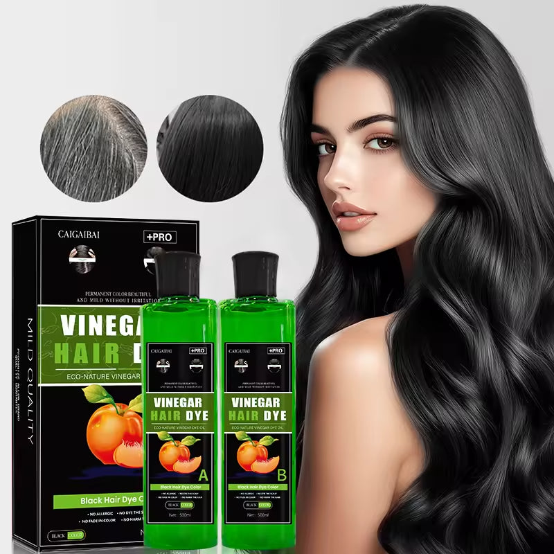 Fruit Extract Ammonia Free No Stain Hair Black Color Cream 500ml*2 OEM Fruit Vinegar Hair Dye for Men and Women