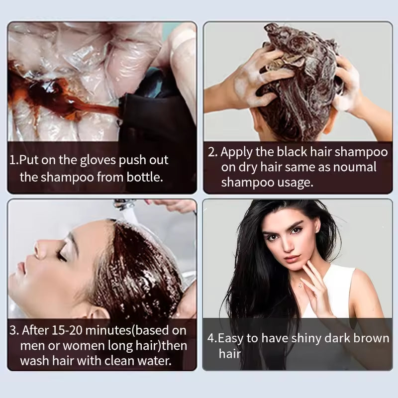 Stock Goods Herbal Hair Color Shampoo Natural Permanent Organic Non Allergic Chinese Private Label Hair Dye