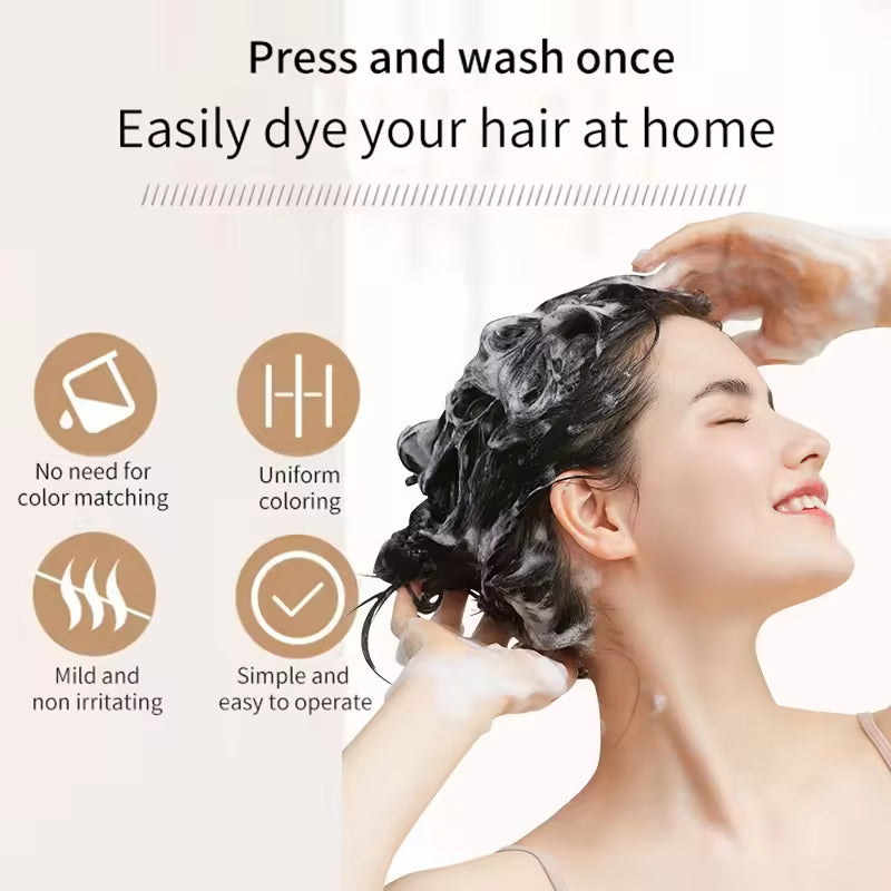 OEM Dyeing Fast Black Dark Brown Hair Home Use Water Foam Hair Color Treatment Hair Dye Shampoo Sachet