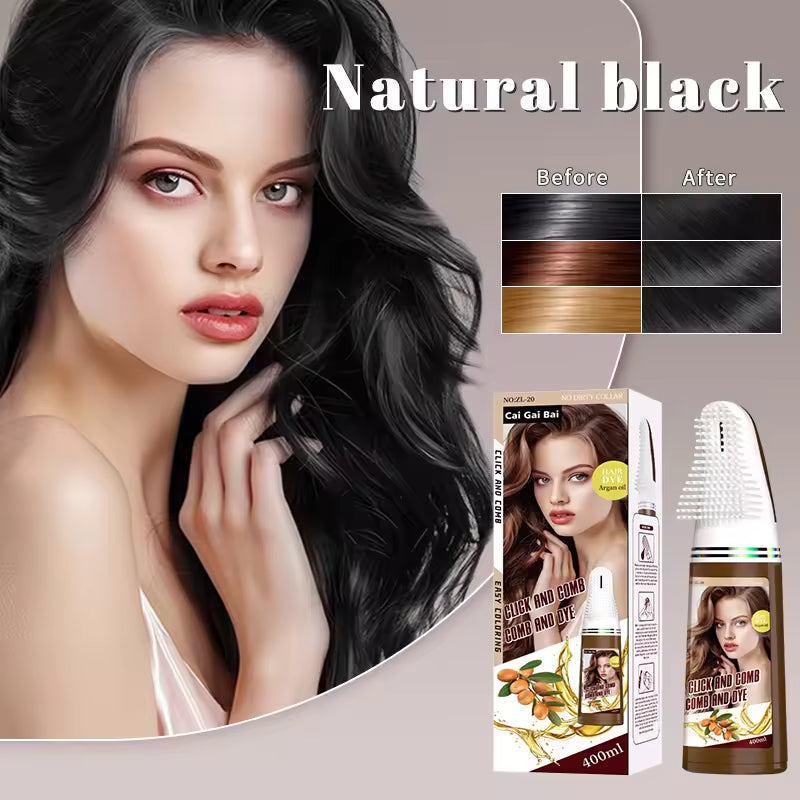 Factory 3 in 1 OEM Private Label Wholesale Dark Brown Fast Magic Herbal Natural Hair Color Black Hair Dye Shampoo With Comb